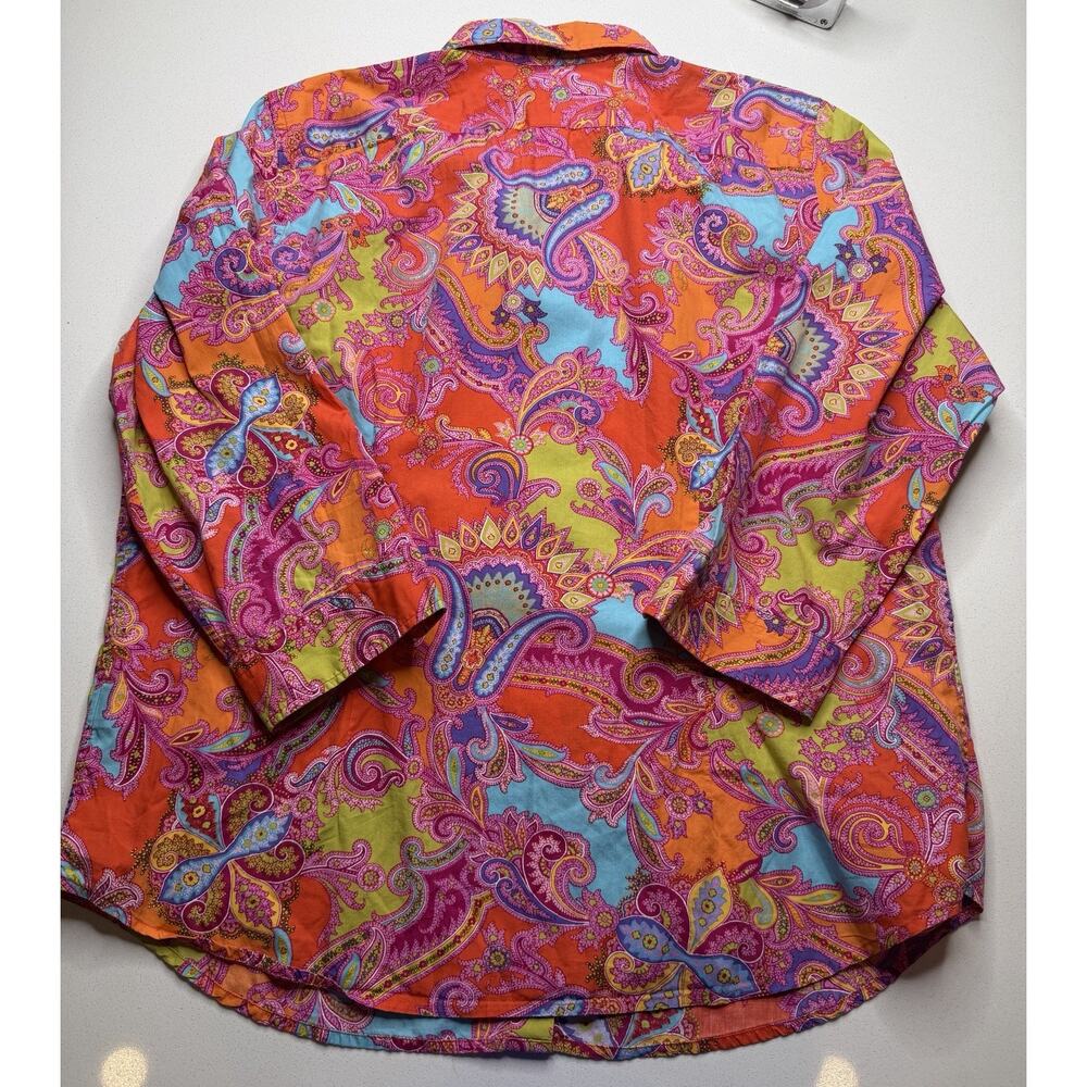 Chaps Ralph Lauren Pink Paisley Floral Button Up Top Size XL - Picture 7 of 7
